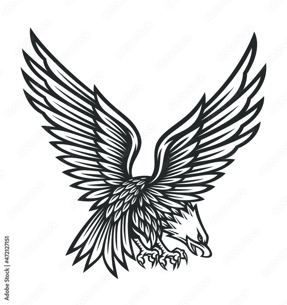 eagle symbol illustration on vintage style