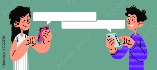 People texting on the phone vector illustration