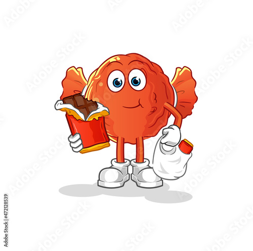 wrapped candy eat chocolate mascot. cartoon vector