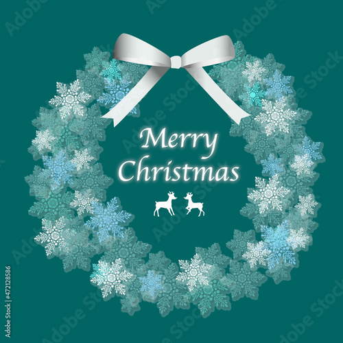 かわいいクリスマスリース、緑、イラスト