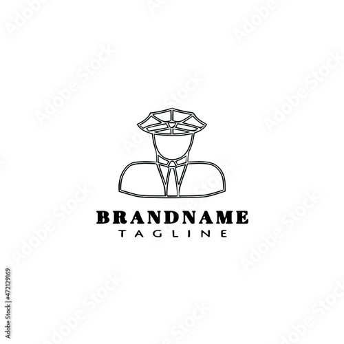 police logo cartoon icon design template black isolated vector illustration