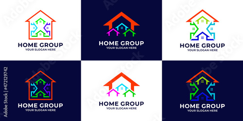 house combined with community or team logo concept