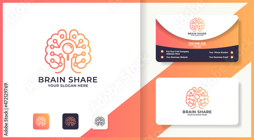 abstract brain tree magnifying inspiration logo