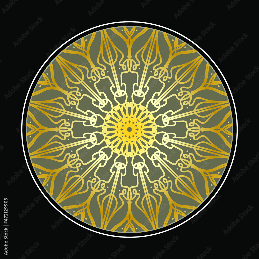 Circular pattern in the form of mandala with flower for henna mandala tattoo decoration