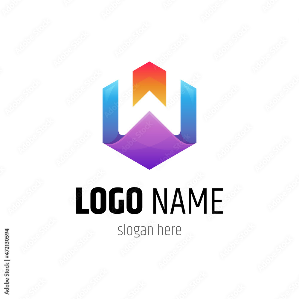 letter w logo with arrow shape in simple flat style letter w logo with arrow shape in simple flat style