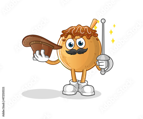 takoyaki fencer character. cartoon mascot vector