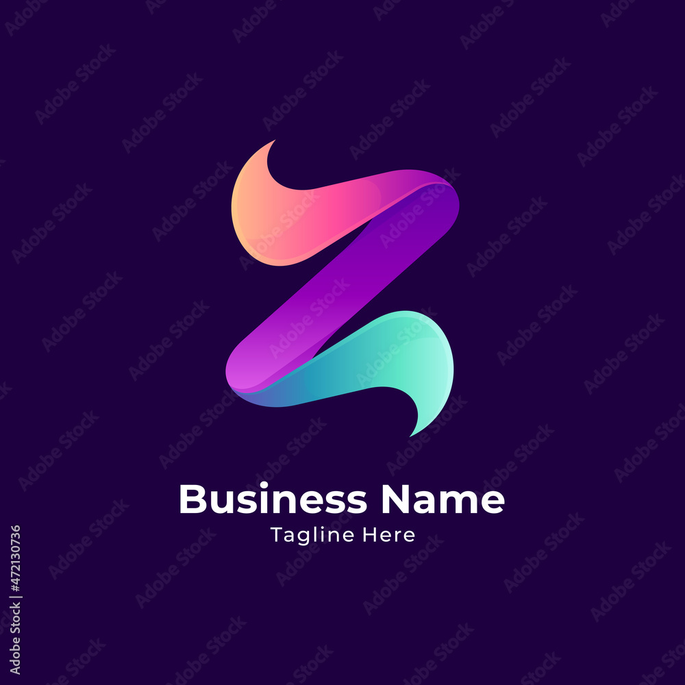 Initial letter Z gradient logo template with blue background Initial letter Z gradient logo template with blue background