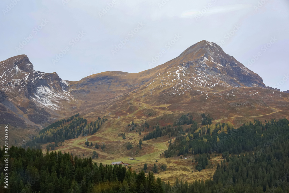 View of autumn season in nature and environment at swiss View of autumn season in nature and environment at swiss