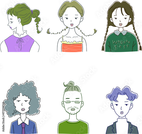 おしゃれな髪型の男女のイラスト素材