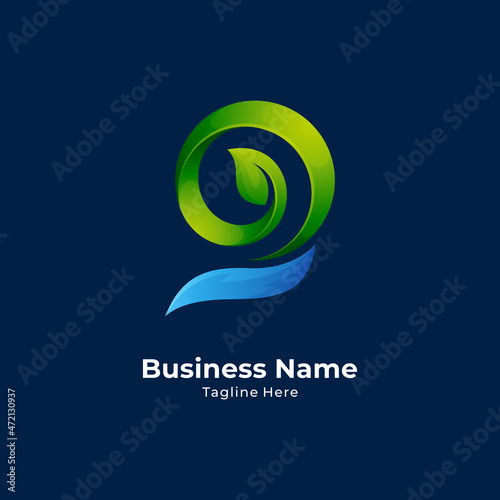 Letter g leaf logo template