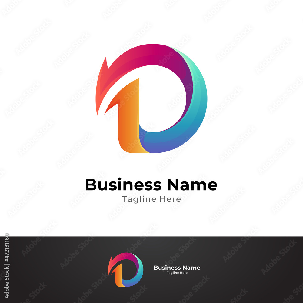 Letter D logo with dashing arrow, perfect for company names and business icons Letter D logo with dashing arrow, perfect for company names and business icons