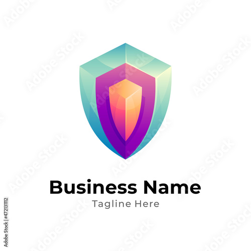 Free Download 3d shield logo template with gradient color - GFXLoad