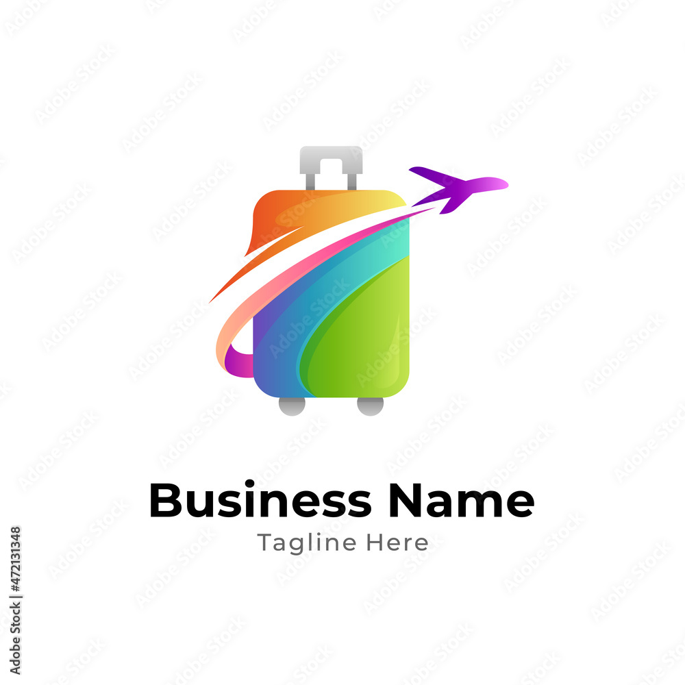 Logo template of suitcase and airplane Logo template of suitcase and airplane
