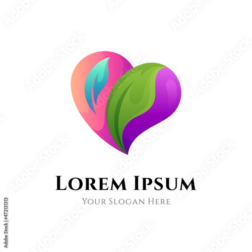 Heart and leaf logo with multiple gradient colors