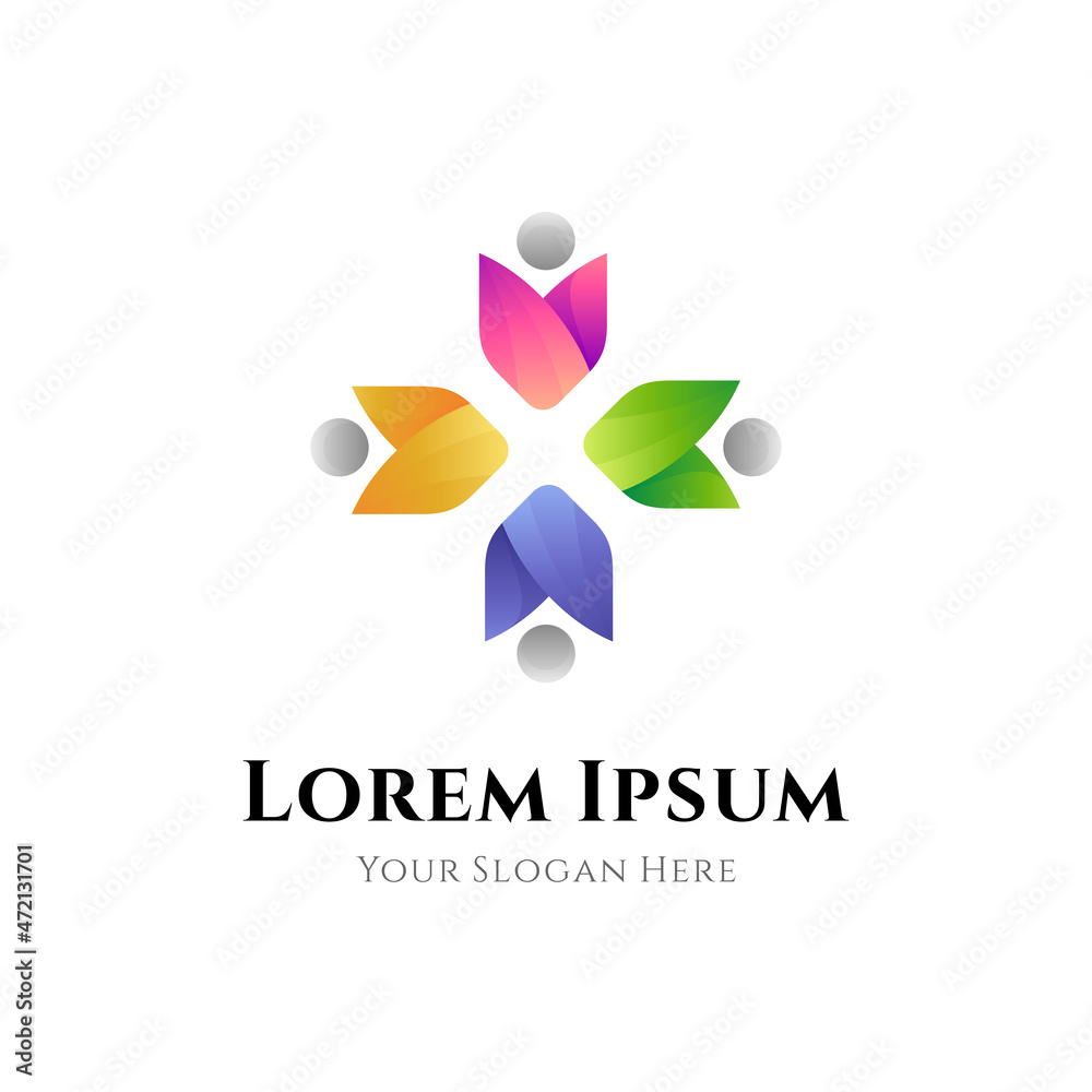 Medical health care logo with medical cross icon combination people shape Medical health care logo with medical cross icon combination people shape