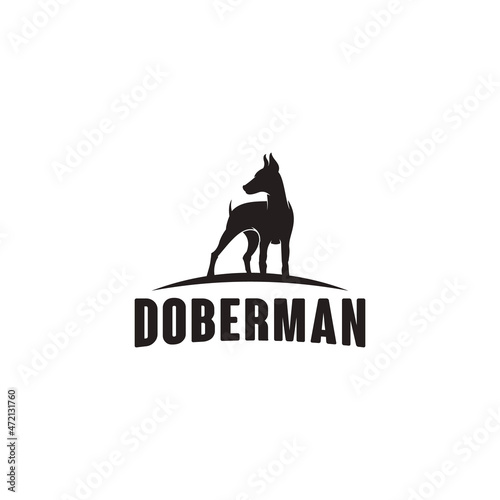 doberman dog logo vintage style vector illustration