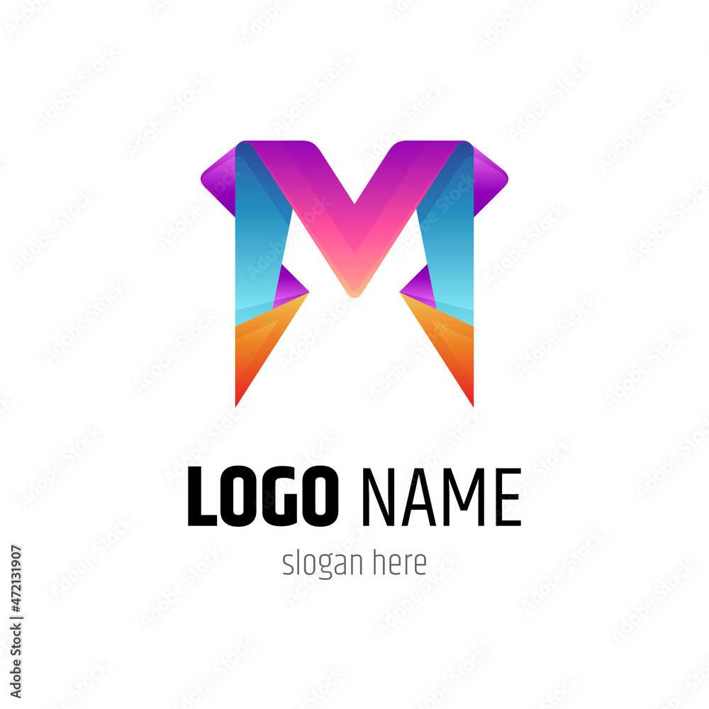 Abstract letter M and V monogram logo with gradient color style Abstract letter M and V monogram logo with gradient color style