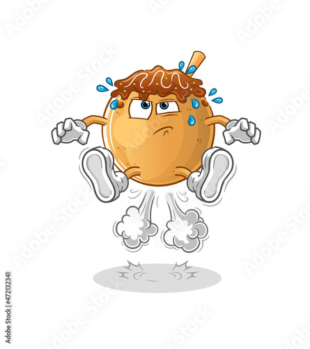 takoyaki fart jumping illustration. character vector