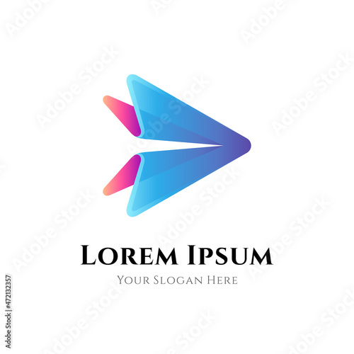 Free Download Paper plane or arrow logo design template - GFXLoad