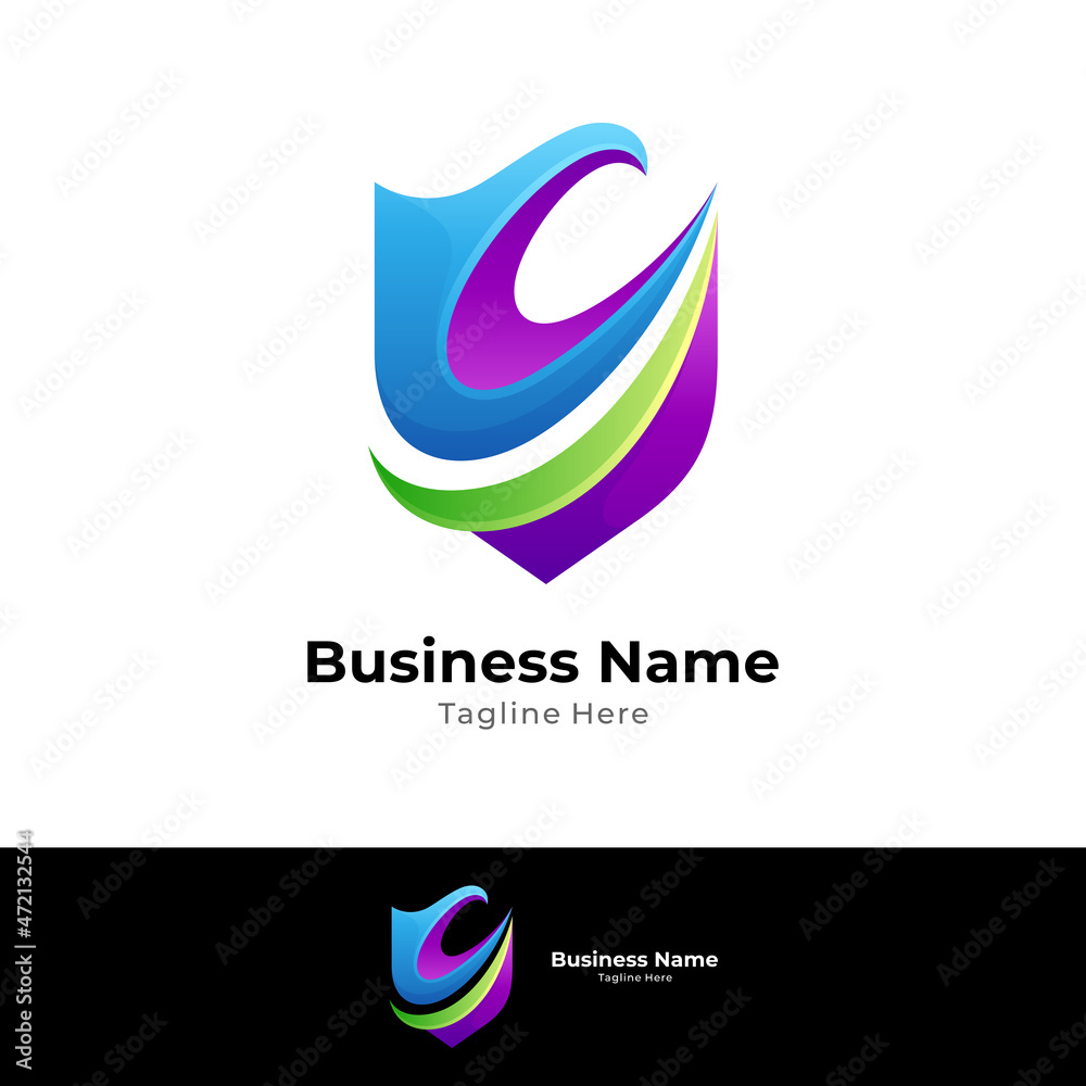shield logo with waves shape in gradient colors shield logo with waves shape in gradient colors