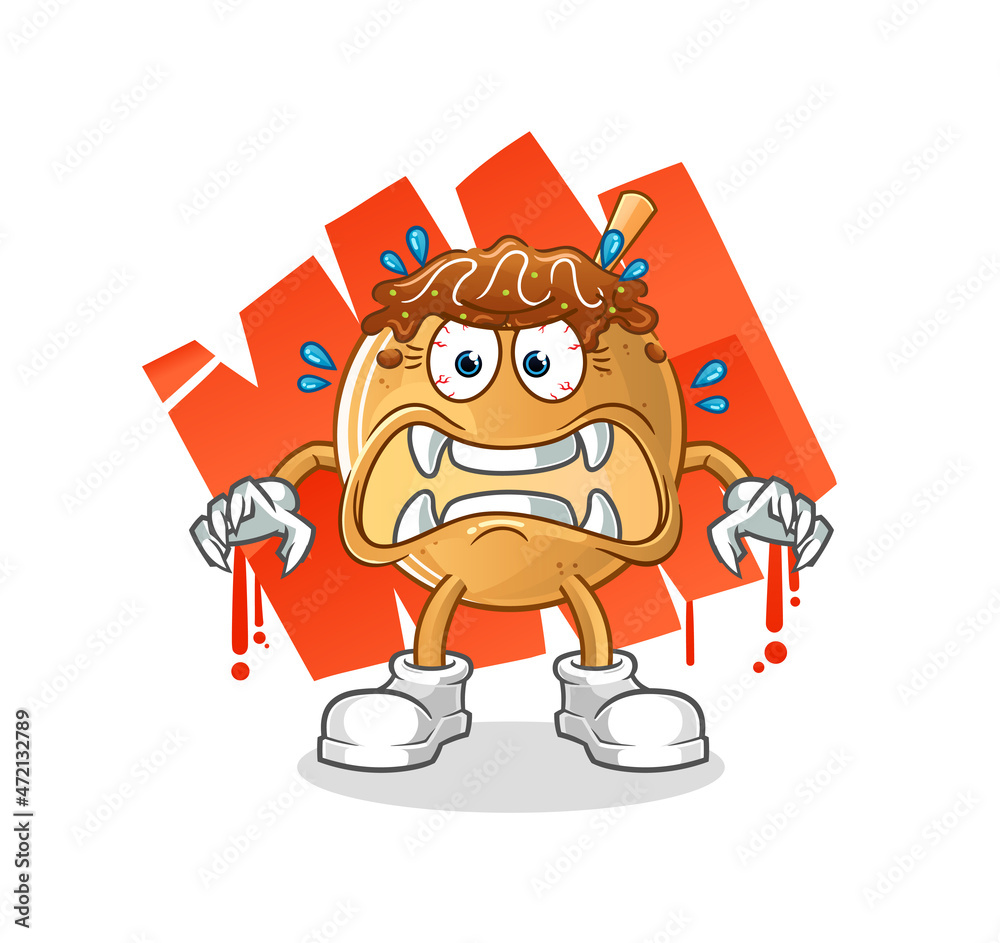 takoyaki monster vector. cartoon character takoyaki monster vector. cartoon character