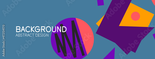 Abstract background. Blocks, lines, triangles, circles composition. Techno or business concept for wallpaper, banner, background, landing page