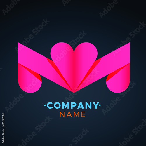 colorful M Letter logo, abstract colorful illustration