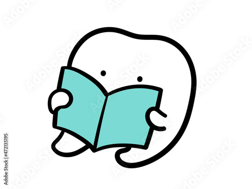 知識をつけるかわいい歯のキャラクターの手書き風イラスト