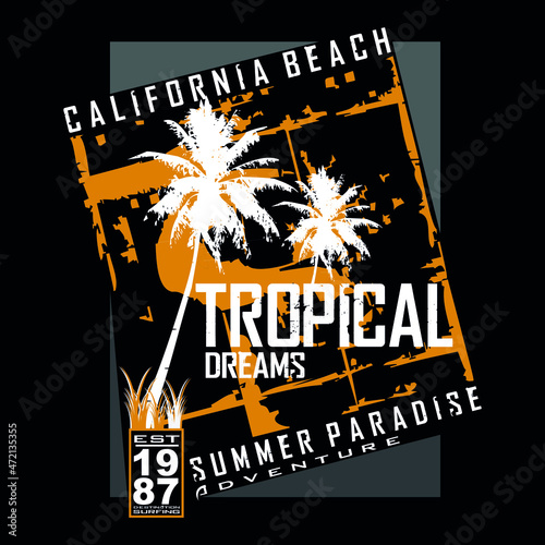 tropical summer california beach text vector images nature,poster, t shirt design illustration