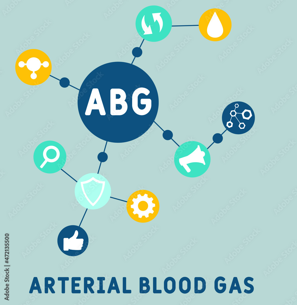 ABG - Arterial Blood Gas acronym. business concept background. vector illustration concept with keywords and icons. lettering illustration with icons for web banner, flyer, landing ABG - Arterial Blood Gas acronym. business concept background. vector illustration concept with keywords and icons. lettering illustration with icons for web banner, flyer, landing