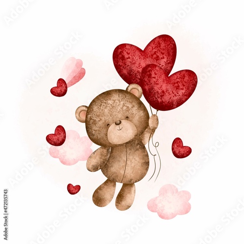 teddy bear with heart balloon