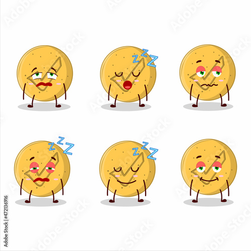Cartoon character of dalgona candy agree with sleepy expression