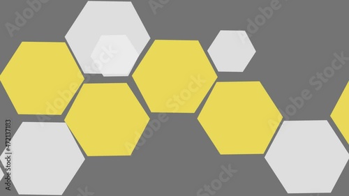 bag full of gifts on abstract hexagon background