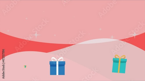 three Gifts on abstract background with stars