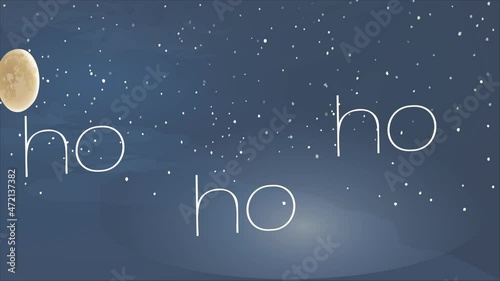 Christmas Illustration on abstract moon and stars background