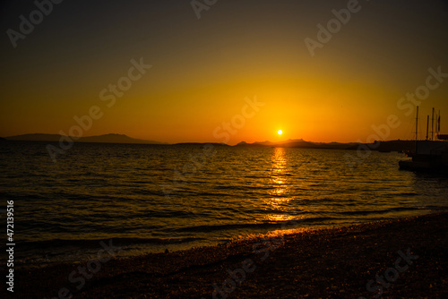 BODRUM  TURKEY  Beautiful landscape with sea view at sunset in Bodrum.