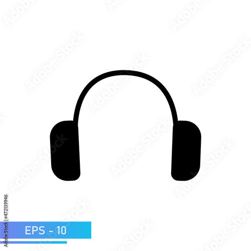 Headphones for sound recording or computer. Icon with solid fill. Vector illustration.