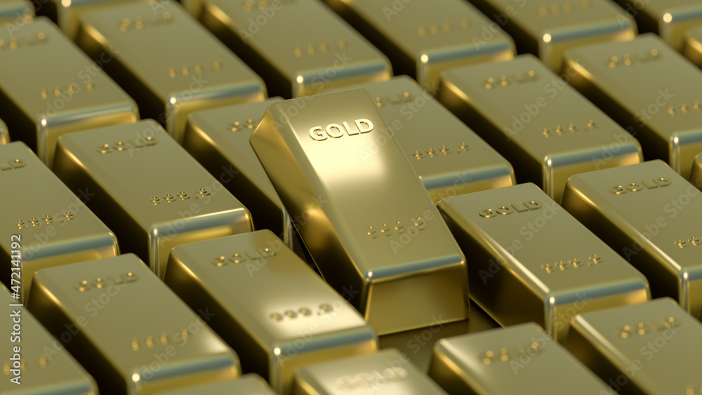 Gold bars in bank vault. Storage. 3d render Gold bars in bank vault. Storage. 3d render