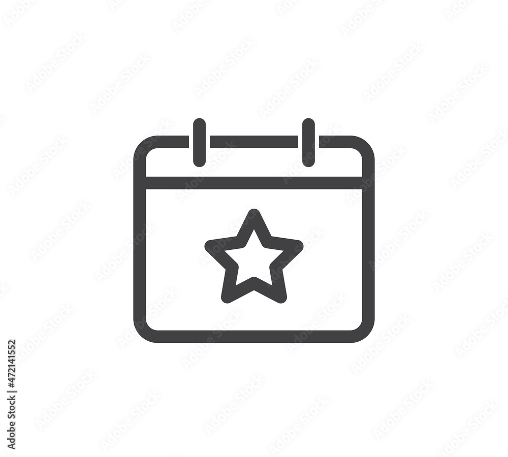 Calendar with star icon. Schedule icon isolated on white background. Vector illustration. Calendar with star icon. Schedule icon isolated on white background. Vector illustration.