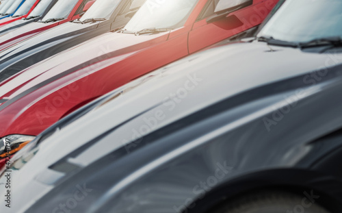 Alley of Brand New Vehicles in a Dealership Stock