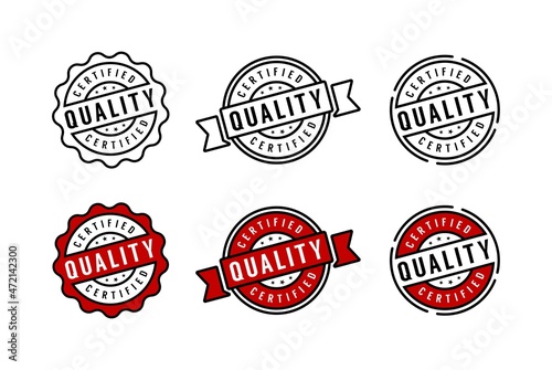Set of Certified quality business label stamp logo design template