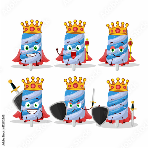 A Charismatic King gummy candy blueberry cartoon character wearing a gold crown