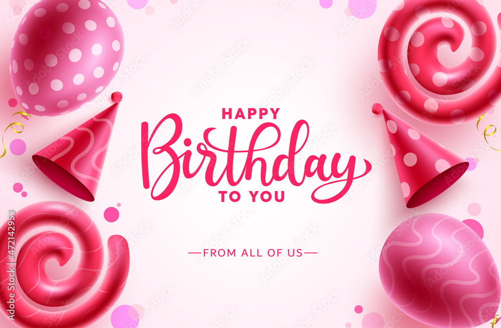 Birthday balloons vector background design. Happy birthday text with ...