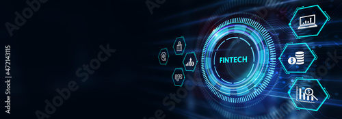 Fintech -financial technology concept.3d illustration