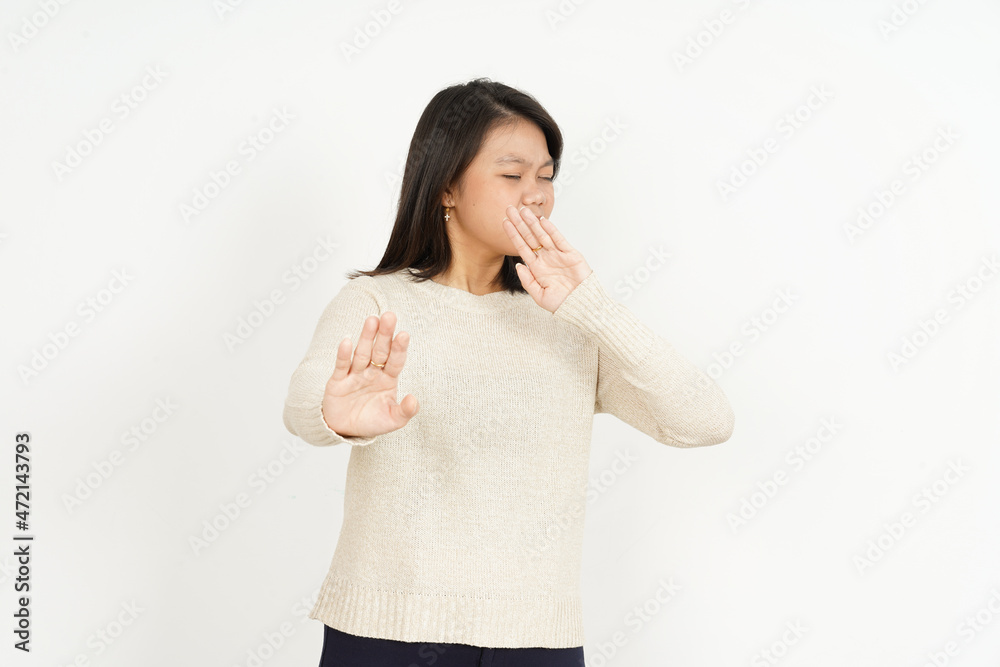Rejection Gesture of Beautiful Asian Woman Isolated On White Background Rejection Gesture of Beautiful Asian Woman Isolated On White Background