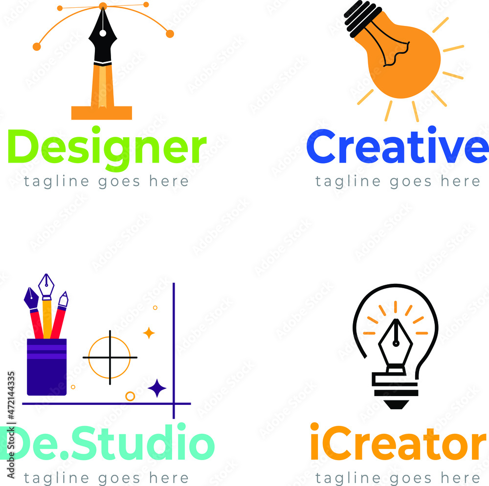 Flat graphic designer logo templates Free Vector Flat graphic designer logo templates Free Vector