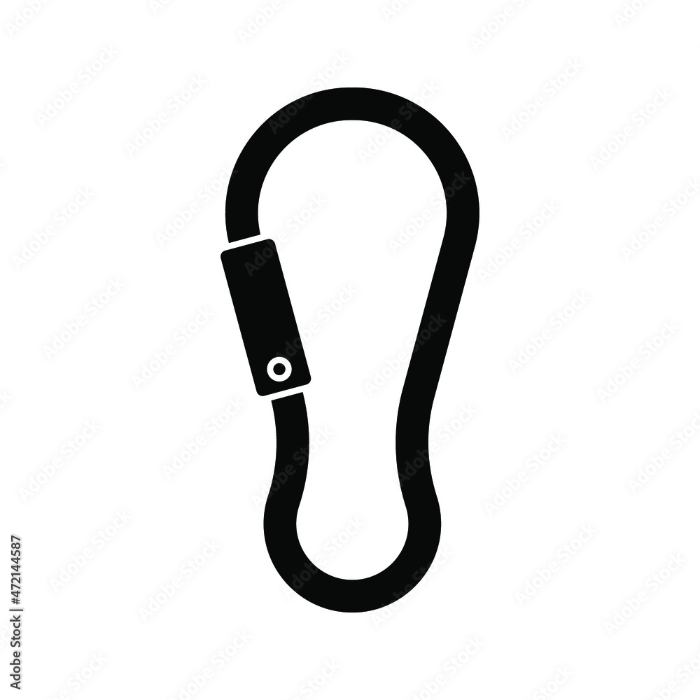 Carabiner icon. Safety hook or carabiner hook. Vector illustration