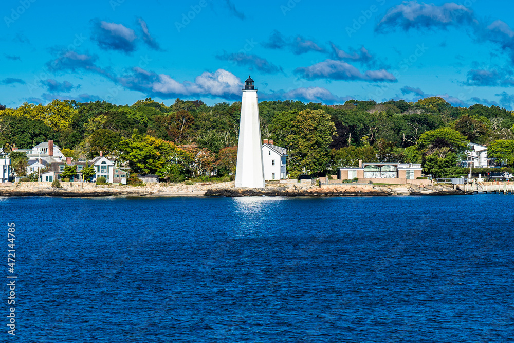 A lighthouse on the Long Island Sound at New London, Connecticut