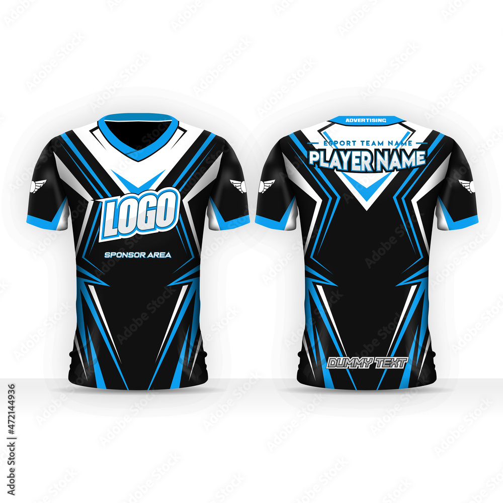 Esport Jersey Design with Dummy Logo and Sponsorship, Blue White and ...
