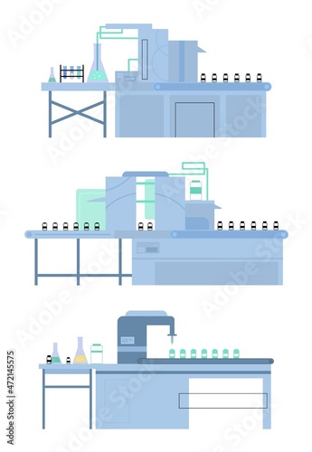 Set of industrial lines for vaccine covid-19 production on pharmaceutical factory